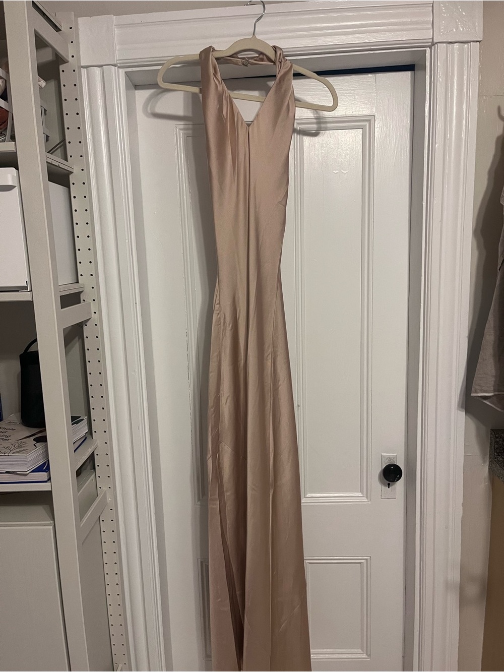 Sleeveless Halter Maxi Dress in Nude